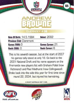 2007 Select AFL Supreme #65 Andrew Browne Back